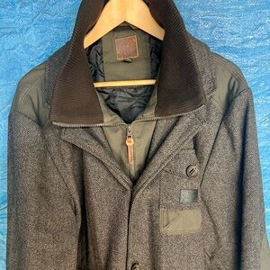 Vintage Men's Third Army herringbone Jacket with Corduroy Collar XXL Rare